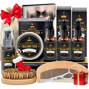 Men's Beard Grooming Kit 3-Pack Oil Wash Balm Comb